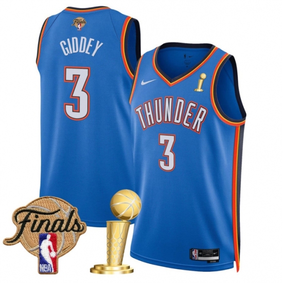 Men's Oklahoma City Thunder #3 Dillon Jones Blue 2025 Finals And Finals Champions Icon Edition Stitched Basketball Jersey - Ujersey
