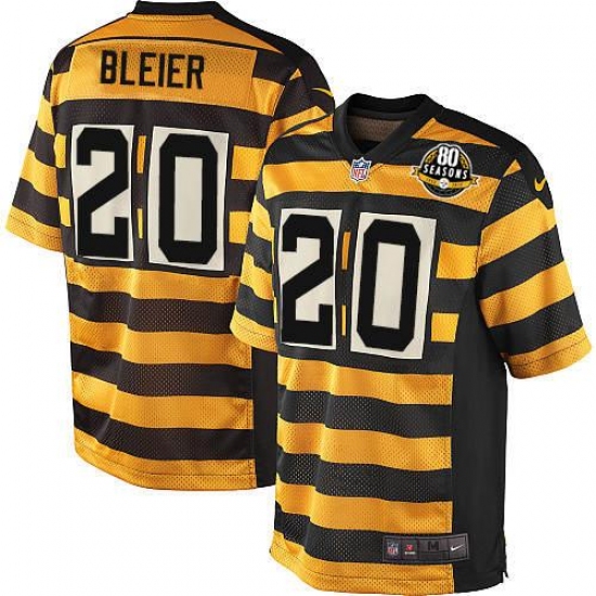 Men's Nike Pittsburgh Steelers #20 Rocky Bleier Game Yellow/Black Alternate 80TH Anniversary Throwback NFL Jersey - Ujersey