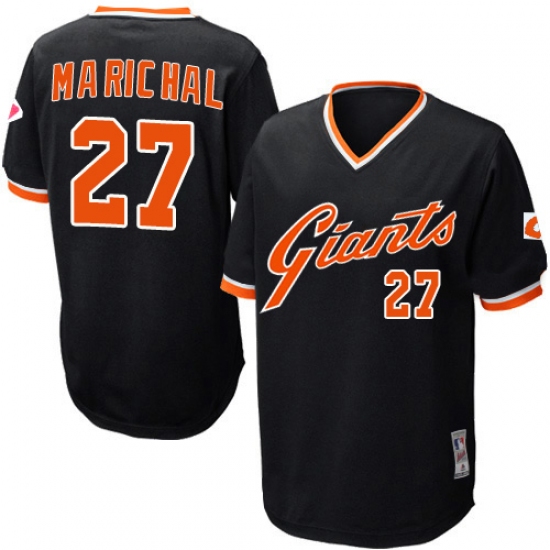 Men's Mitchell and Ness San Francisco Giants #27 Juan Marichal Replica Black Throwback MLB Jersey