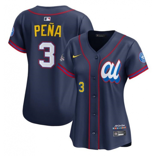 Women's American League #3 Jeremy Pena Navy 2025 All-Star Limited Stitched Baseball Jersey(Run Small)