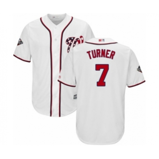 Youth Washington Nationals #7 Trea Turner Authentic White Home Cool Base 2019 World Series Bound Baseball Jersey - Ujersey