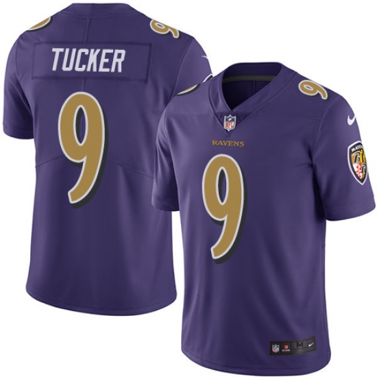 Men's Nike Baltimore Ravens #9 Justin Tucker Limited Purple Rush Vapor Untouchable NFL Jersey - Ujersey