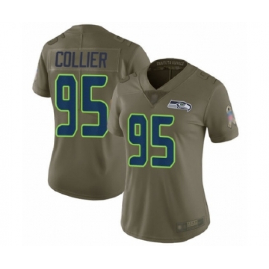 Women's Seattle Seahawks #95 L.J. Collier Limited Olive 2017 Salute to Service Football Jersey - Ujersey