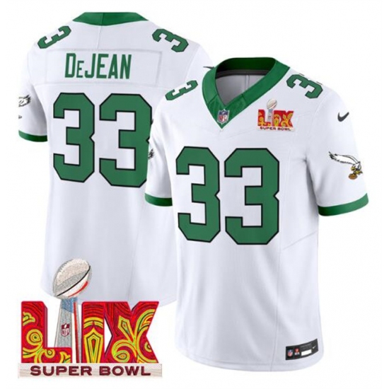 Men's Philadelphia Eagles #33 Cooper DeJean White 2025 Super Bowl LIX F.U.S.E. Vapor Untouchable Limited Stitched Football Jersey - Ujersey