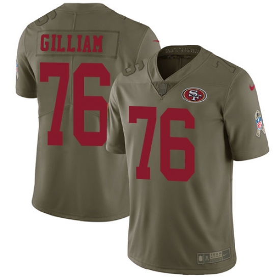 Men's Nike San Francisco 49ers #76 Garry Gilliam Limited Olive 2017 Salute to Service NFL Jersey - Ujersey