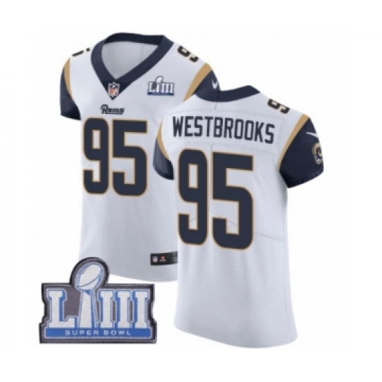 Men's Nike Los Angeles Rams #95 Ethan Westbrooks White Vapor Untouchable Elite Player Super Bowl LIII Bound NFL Jersey - Ujersey