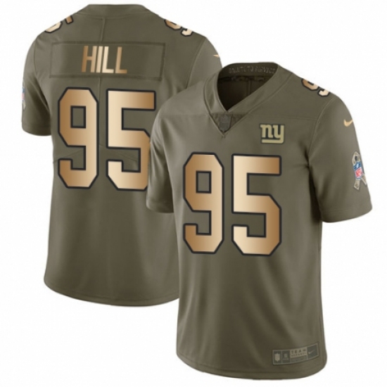 Men's Nike New York Giants #95 B.J. Hill Limited Olive/Gold 2017 Salute to Service NFL Jersey - Ujersey