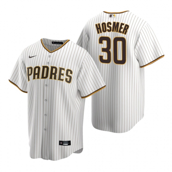 Men's Nike San Diego Padres #30 Eric Hosmer White Brown Home Stitched Baseball Jersey - Ujersey