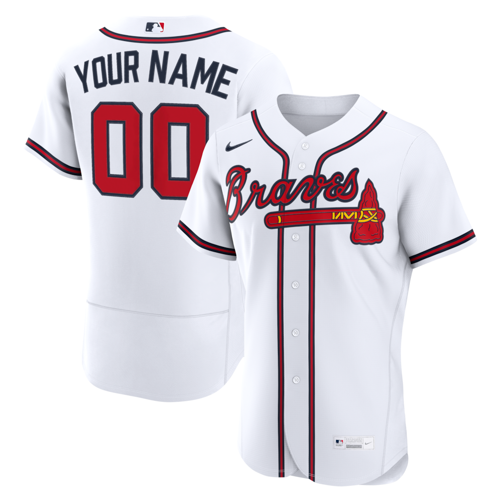 Men's Atlanta Braves Nike White Home Authentic Custom Jersey - SUjersey01