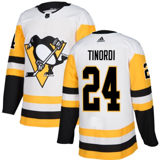 Youth Adidas Pittsburgh Penguins #24 Jarred Tinordi Authentic White Away NHL Jersey - Ujersey