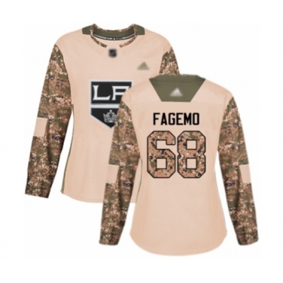 Women's Los Angeles Kings #68 Samuel Fagemo Authentic Camo Veterans Day Practice Hockey Jersey - Ujersey
