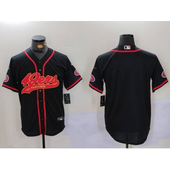 Men's San Francisco 49ers Black With Cool Base Stitched Baseball Jersey - Ujersey