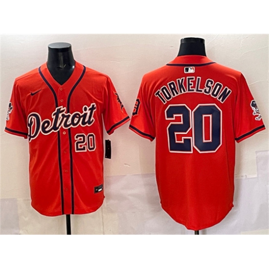 Men's Detroit Tigers #20 Spencer Torkelson Orange With Vapor Premier Limited Stitched Baseball Jersey