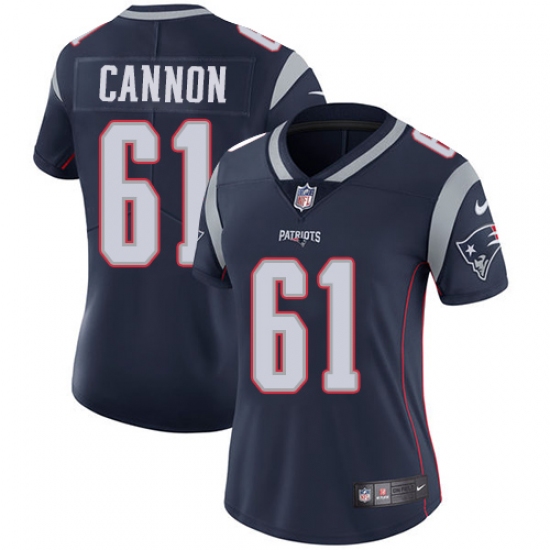 Women's Nike New England Patriots #61 Marcus Cannon Navy Blue Team Color Vapor Untouchable Limited Player NFL Jersey - Ujersey
