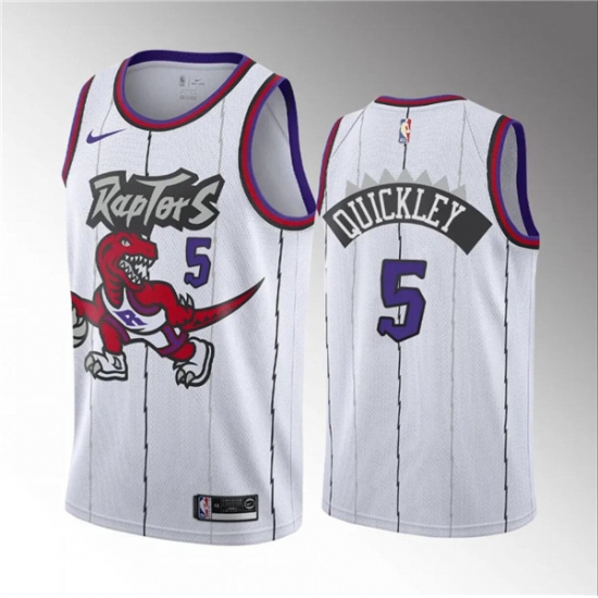 Men's Toronto Raptors #5 Immanuel Quickley White Classic Edition Stitched Basketball Jersey - Ujersey