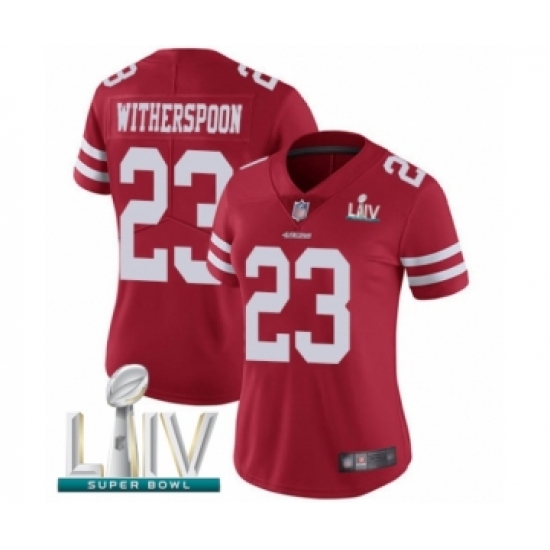 Women's San Francisco 49ers #23 Ahkello Witherspoon Red Team Color Vapor Untouchable Limited Player Super Bowl LIV Bound Football Jersey - Ujersey