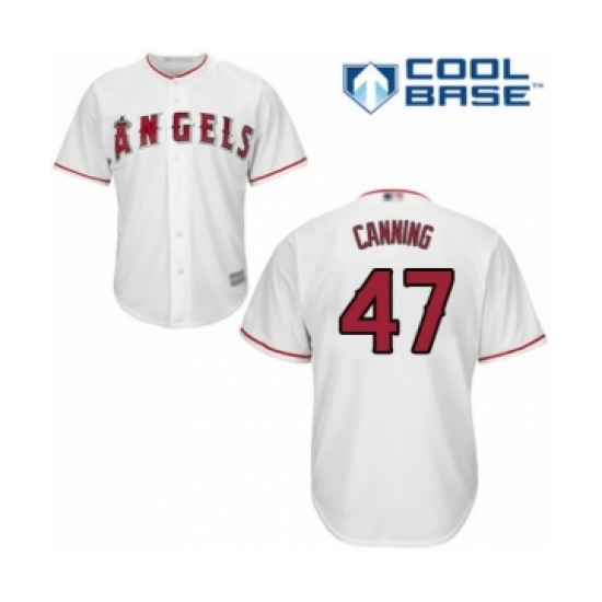 Youth Los Angeles Angels of Anaheim #47 Griffin Canning Authentic White Home Cool Base Baseball Player Jersey - Ujersey