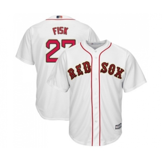 Youth Boston Red Sox #27 Carlton Fisk Authentic White 2019 Gold Program Cool Base Baseball Jersey - Ujersey