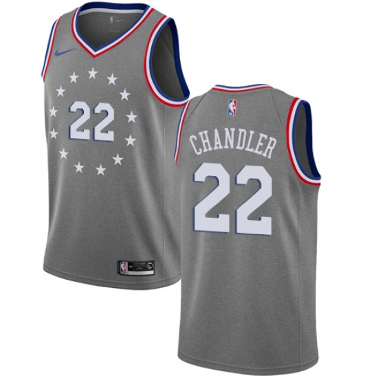 Youth Nike Philadelphia 76ers #22 Wilson Chandler Swingman Gray NBA Jersey - City Edition - Ujersey