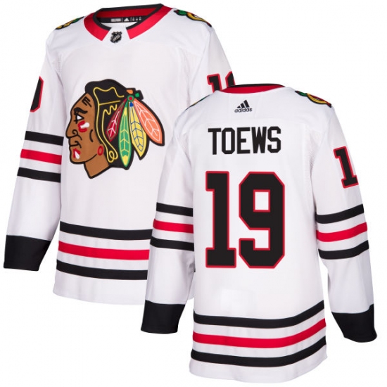 Youth Adidas Chicago Blackhawks #19 Jonathan Toews Authentic White Away NHL Jersey - Ujersey