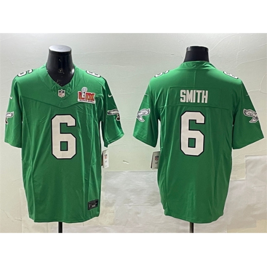 Men's Philadelphia Eagles #6 DeVonta Smith Green 2025 Super Bowl LIX F.U.S.E. Throwback Vapor Untouchable Limited Stitched Football Jersey
