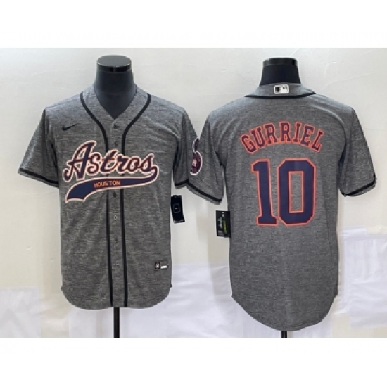Men's Houston Astros #10 Yuli Gurriel Grey Gridiron Cool Base Stitched Baseball Jersey1 - Ujersey