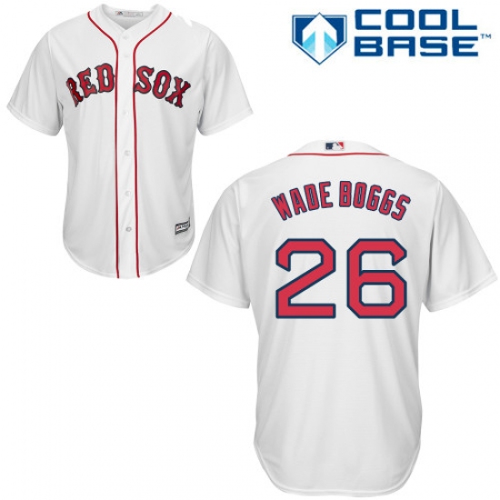 Youth Majestic Boston Red Sox #26 Wade Boggs Authentic White Home Cool Base MLB Jersey - Ujersey