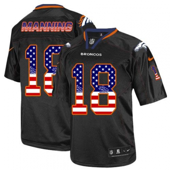 Men's Nike Denver Broncos #18 Peyton Manning Elite Black USA Flag Fashion NFL Jersey - Ujersey