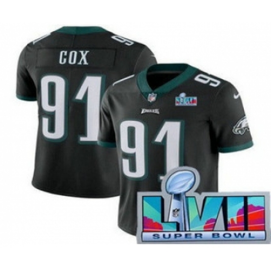 Men's Philadelphia Eagles #91 Fletcher Cox Limited Black Super Bowl LVII Vapor Jersey - Ujersey