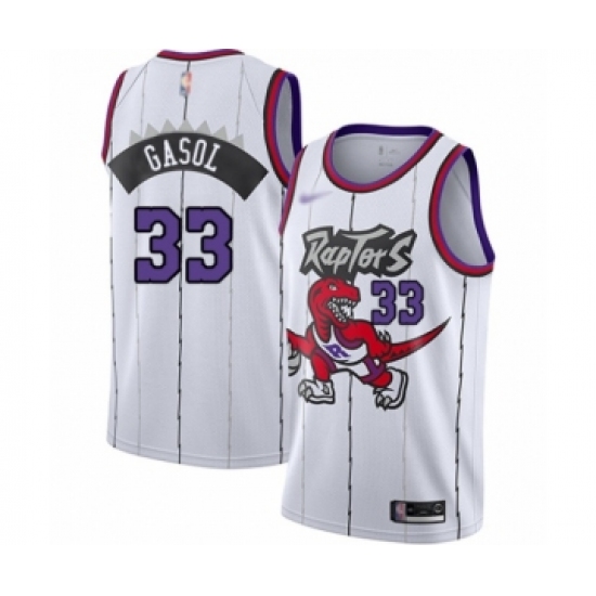 Women's Toronto Raptors #33 Marc Gasol Swingman White Hardwood Classics Basketball Jersey - Ujersey