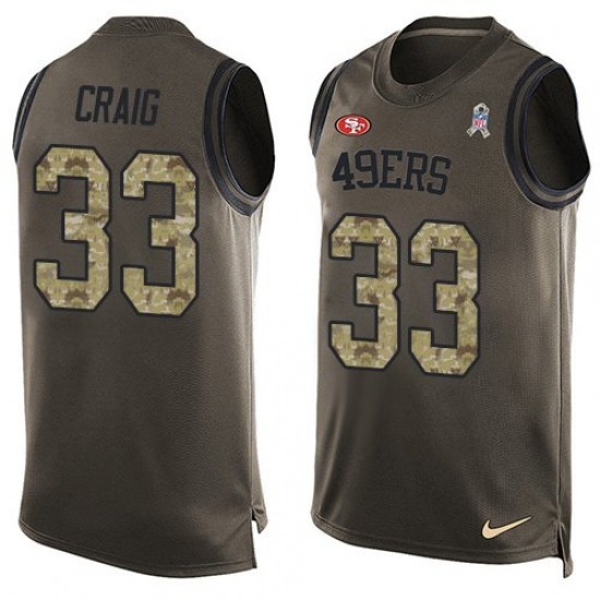 Men's Nike San Francisco 49ers #33 Roger Craig Limited Green Salute to Service Tank Top NFL Jersey - Ujersey