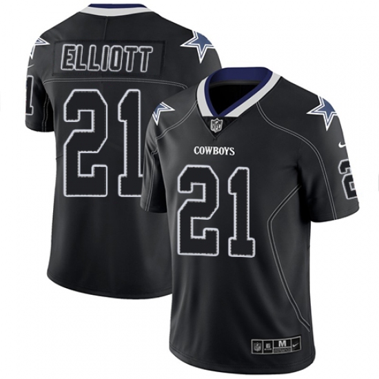 Men's Nike Dallas Cowboys #21 Ezekiel Elliott Limited Lights Out Black Rush NFL Jersey - Ujersey