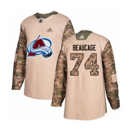 Youth Colorado Avalanche #74 Alex Beaucage Authentic Camo Veterans Day Practice Hockey Jersey