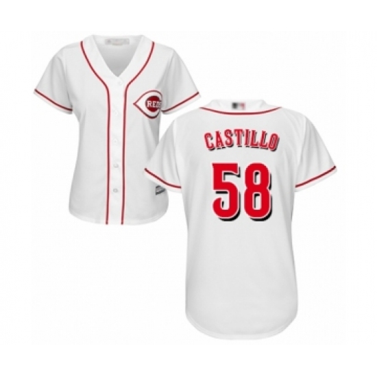 Women's Cincinnati Reds #58 Luis Castillo Authentic White Home Cool Base Baseball Jersey - Ujersey