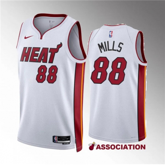 Men's Miami Heat #88 Patrick Mills White Association Edition Stitched Basketball Jersey - Ujersey