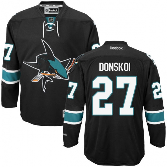 Women's Reebok San Jose Sharks #27 Joonas Donskoi Premier Black Third NHL Jersey