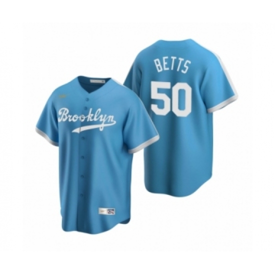 Men's Los Angeles Dodgers #50 Mookie Betts Nike Light Blue Cooperstown Collection Alternate Jersey - Ujersey