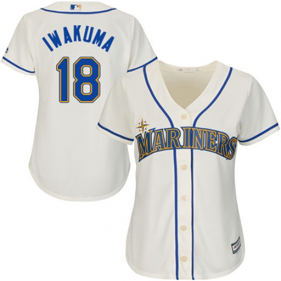 Women's Majestic Seattle Mariners #18 Hisashi Iwakuma Authentic Cream Alternate Cool Base MLB Jersey - Ujersey