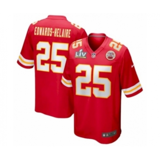 Women's Kansas City Chiefs #25 Clyde Edwards-Helaire Red Super Bowl LV game Jersey - Ujersey