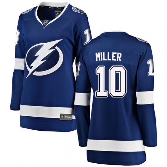 Women's Tampa Bay Lightning #10 J.T. Miller Fanatics Branded Royal Blue Home Breakaway NHL Jersey - Ujersey