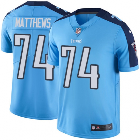 Youth Nike Tennessee Titans #74 Bruce Matthews Light Blue Team Color Vapor Untouchable Limited Player NFL Jersey - Ujersey