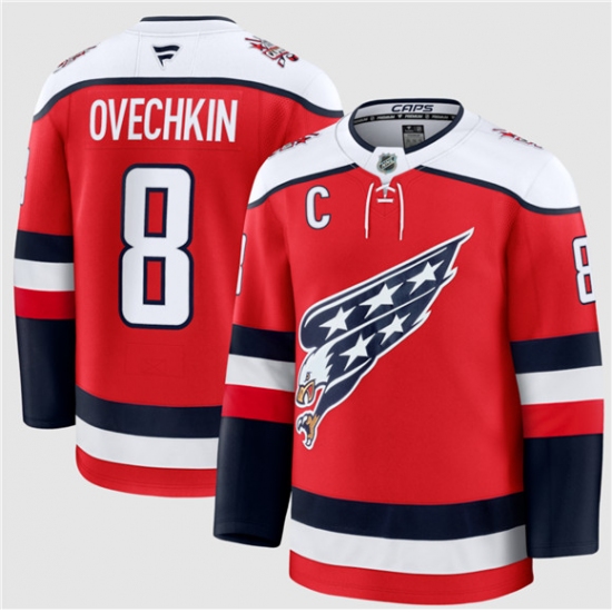 Men's Washington Capitals #8 Alexander Ovechkin Red 2025-26 C Alternate Stitched Hockey Jersey - Ujersey