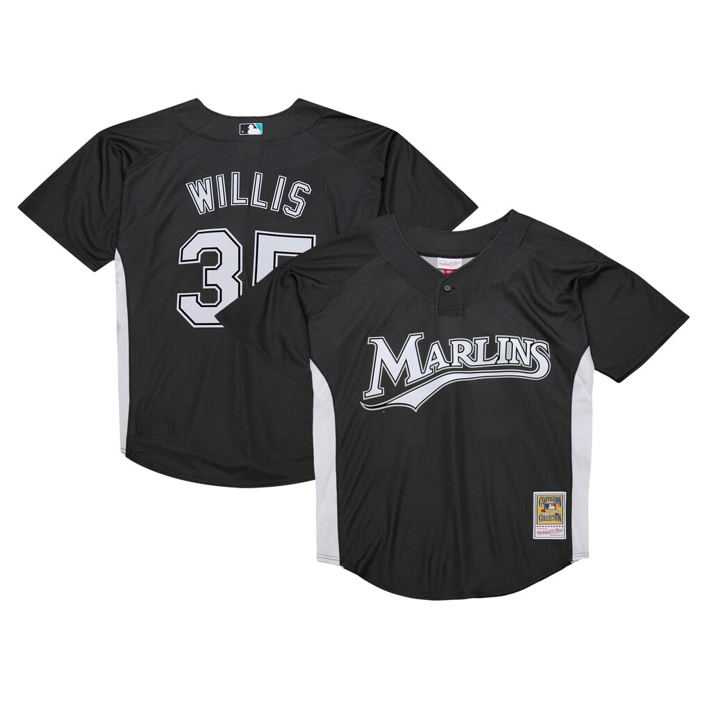 Men's Florida Marlins Dontrelle Willis Mitchell & Ness Black Authentic Batting Practice Jersey