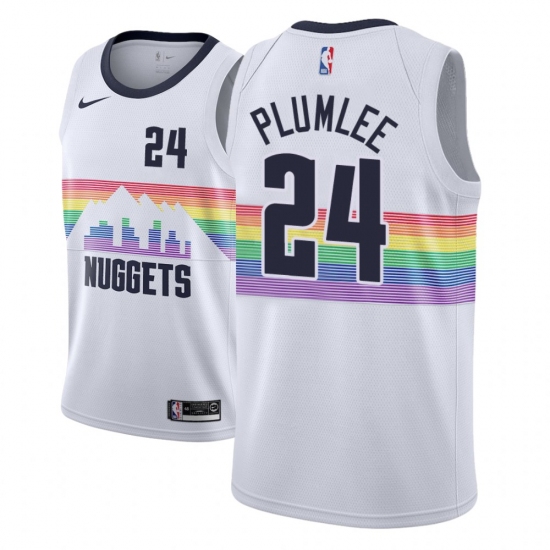 Men NBA 2018-19 Denver Nuggets #24 Mason Plumlee City Edition White Jersey - Ujersey