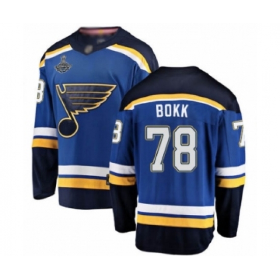 Youth St. Louis Blues #78 Dominik Bokk Fanatics Branded Royal Blue Home Breakaway 2019 Stanley Cup Champions Hockey Jersey - Ujersey