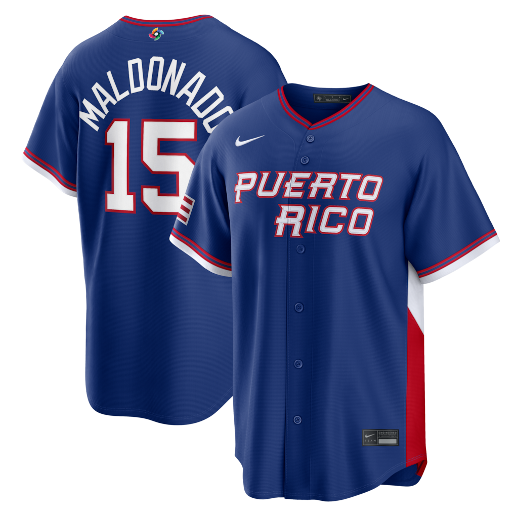Men's Puerto Rico Baseball Martín Maldonado Nike Royal 2026 World Baseball Classic Road Stadium Jersey - U-jersey
