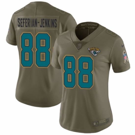 Women's Nike Jacksonville Jaguars #88 Austin Seferian-Jenkins Limited Olive 2017 Salute to Service NFL Jersey - Ujersey