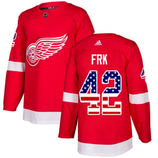 Men's Adidas Detroit Red Wings #42 Martin Frk Authentic Red USA Flag Fashion NHL Jersey - Ujersey