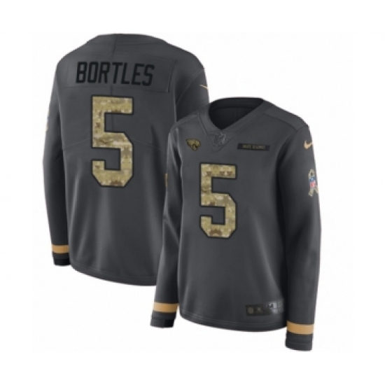 Women's Nike Jacksonville Jaguars #5 Blake Bortles Limited Black Salute to Service Therma Long Sleeve NFL Jersey - Ujersey