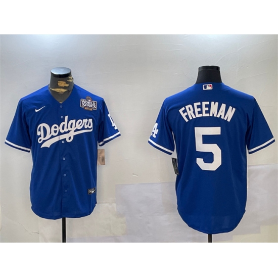 Men's Los Angeles Dodgers #5 Freddie Freeman Blue 2024 World Series Cool Base Stitched Baseball Jersey - Ujersey